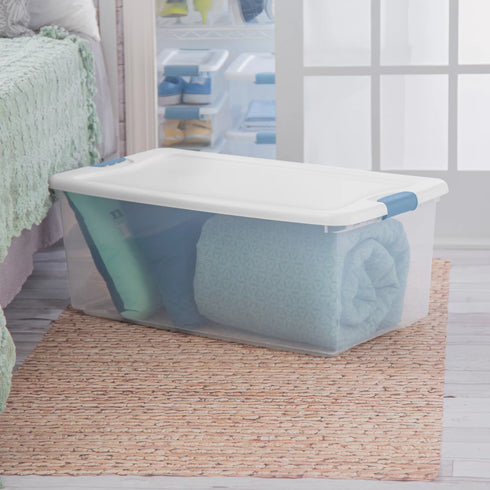 Sterilite 106-Qt. Large Clear Plastic Storage Bin with Latching Lid
